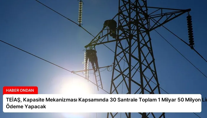 TEİAŞ, Kapasite Mekanizması Kapsamında 30 Santrale Toplam 1 Milyar 50 Milyon Lira Ödeme Yapacak